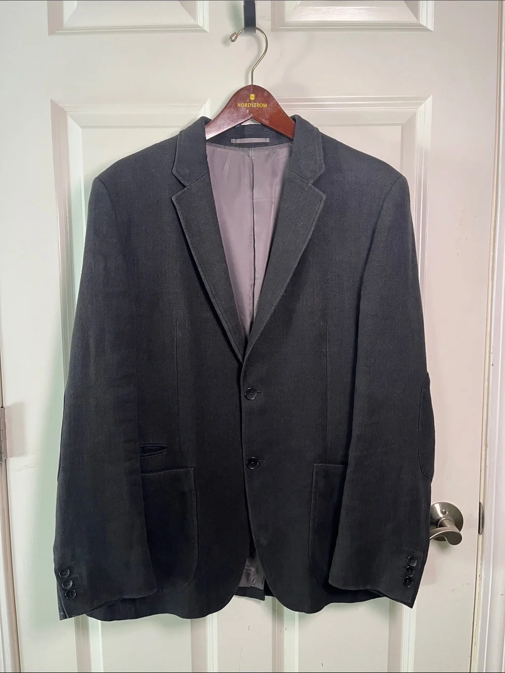 Theory Brodie Harris Linen Blazer houndstooth 2 button elbow patch jacket